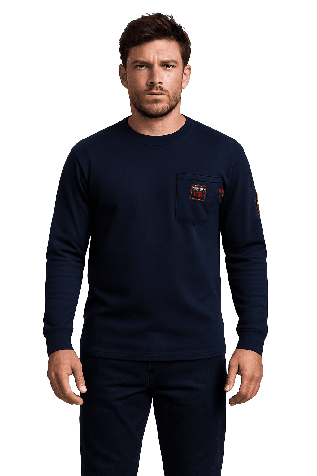 Bass Creek Outfitters Men's Flame Resistant Long Sleeve Crewneck Knit Top, Sizes M-2XL