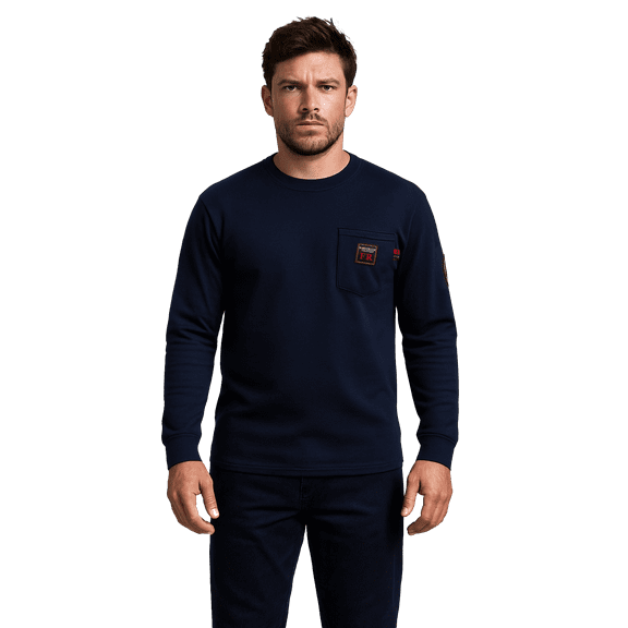 Bass Creek Outfitters Men's Flame Resistant Long Sleeve Crewneck Knit Top, Sizes M-2XL
