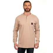 Bass Creek Outfitters Men's Flame Resistant Long Sleeve Henley Knit Top, Sizes M-2XL