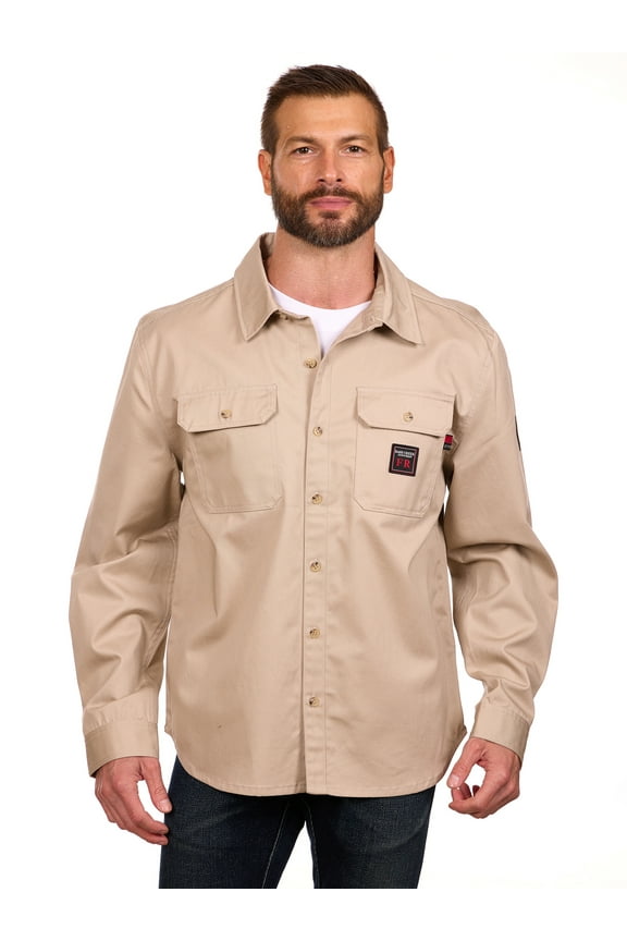 Men's Flame Resistant Long Sleeve Twill Work Shirt, Sizes M-2XL