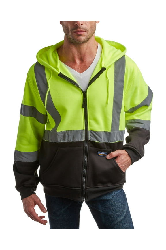 Mens Fleece Hoodie - Safety Workwear ANSI/ISEA Class 3 High Visibility Hoodie