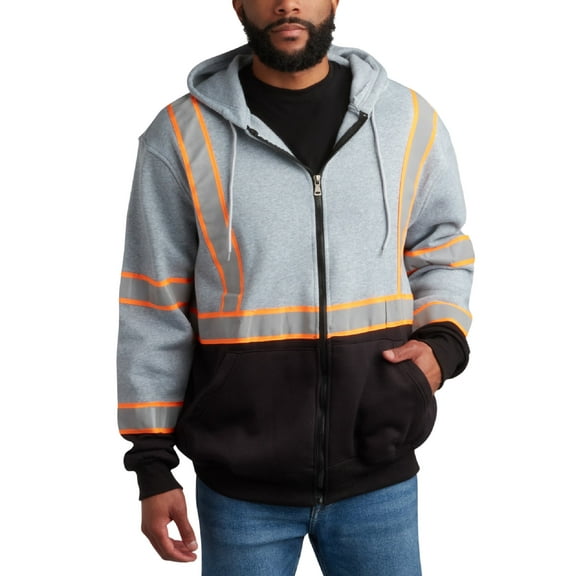 Bass Creek Outfitters Mens Fleece Hoodie - Safety Workwear ANSI/ISEA Class 3 High Visibility Hoodie