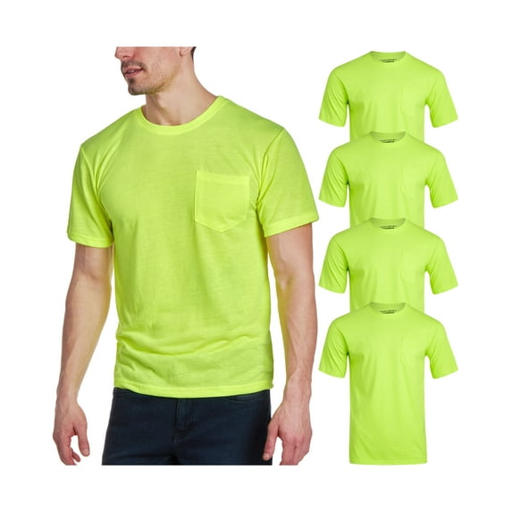 Bass Creek Outfitters Mens High Vis Shirts - 4 Pack Safety Workwear High Visibility Shirts for Men