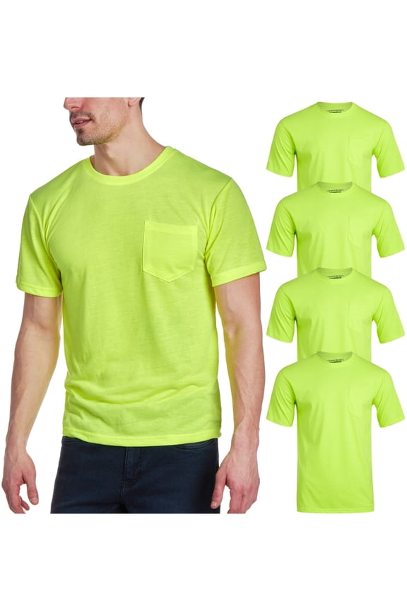 Mens High Vis Shirts - 4 Pack Safety Workwear High Visibility Shirts for Men