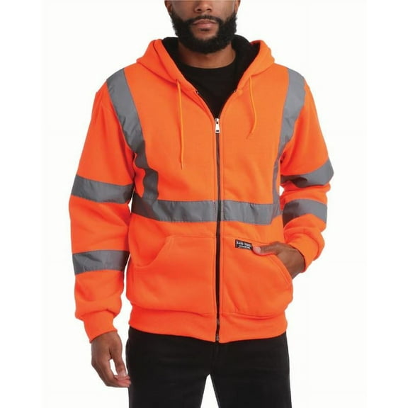 Bass Creek Outfitters Mens High Vis Hoodie - ANSI Class 3 Sherpa Lined Work Hoodies for Men