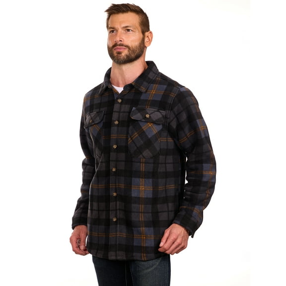 Bass Creek Outfitters Men's Plaid Bonded Winter Fleece Shirt Jacket, Sizes M-2XL