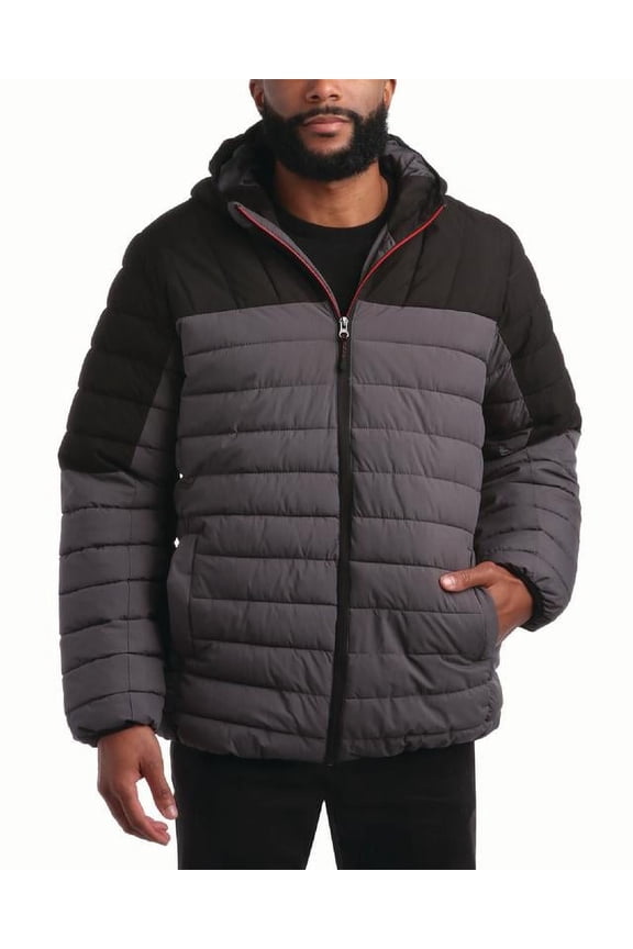 Mens Puffer Jacket - Midweight Quilted Hooded Winter Coat Mens Outdoor Jacket