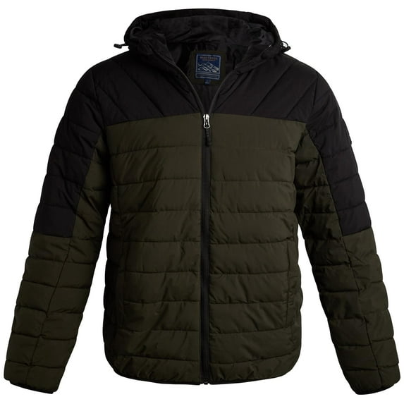 Bass Creek Outfitters Mens Puffer Jacket - Midweight Quilted Hooded Winter Coat Mens Outdoor Jacket