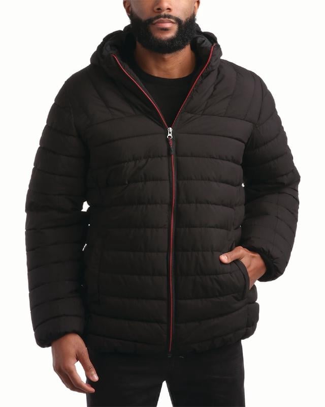 Mens Puffer Jacket - Midweight Quilted Hooded Winter Coat Mens Outdoor Jacket