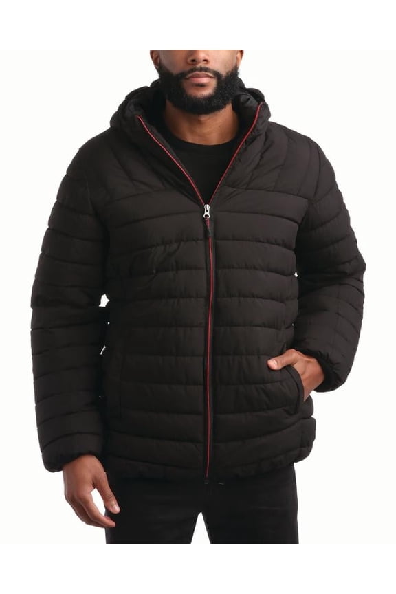 Mens Puffer Jacket - Midweight Quilted Hooded Winter Coat Mens Outdoor Jacket
