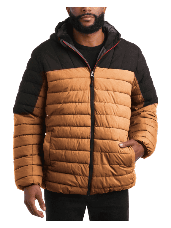 Mens Puffer Jacket - Midweight Quilted Hooded Winter Coat Mens Outdoor Jacket