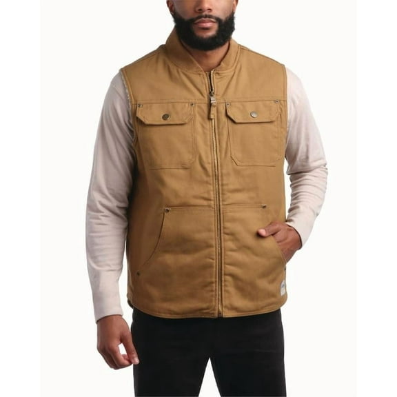 Bass Creek Outfitters Men's Workwear Vest - Heavyweight Sherpa Lined Duck Canvas Vest (M-XXL)