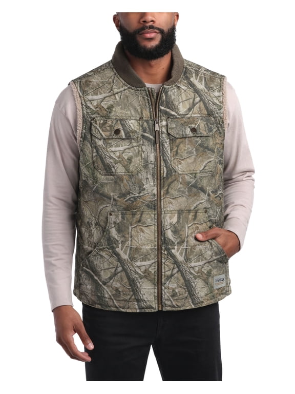 Mens Work Vest - Sherpa Lined Duck Canvas Shell Insulated Vest for Men