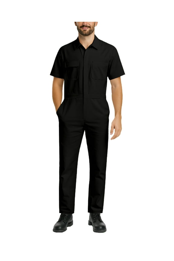 Mens Coveralls - Short Sleeve Coveralls for Men with Elastic Waistband (M-2XL)