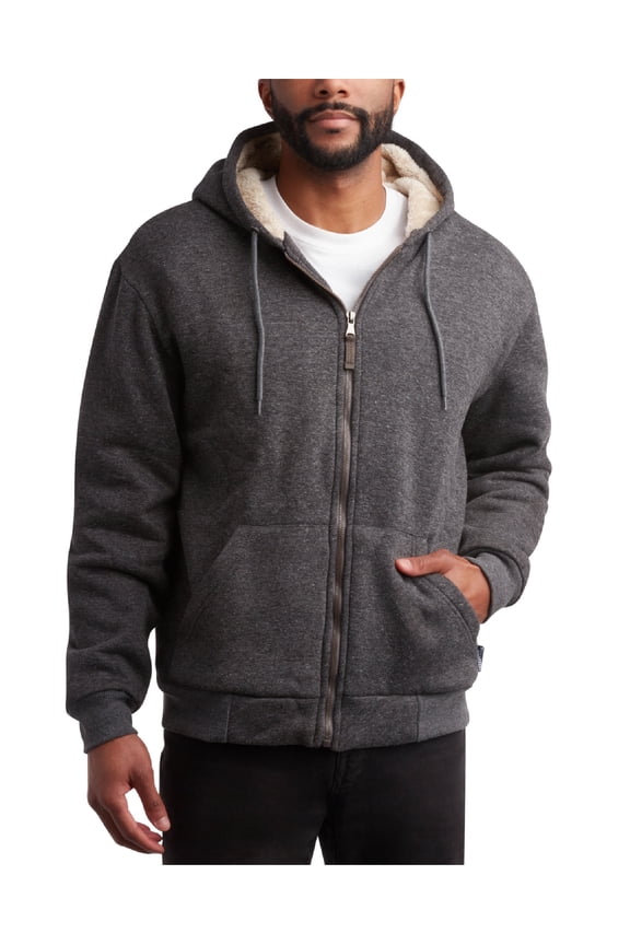 Mens Work Hoodie Sherpa Fleece Lined Heavy Duty Zip Up Work Sweatshirt for Men