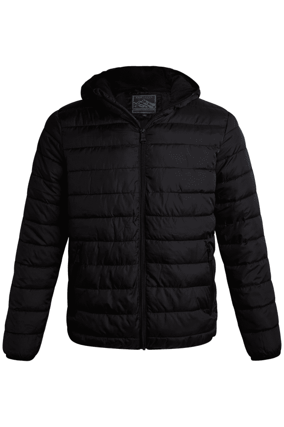 Mens Puffer Jacket - Waterproof Zip Up Hooded Lightweight Jacket for Men