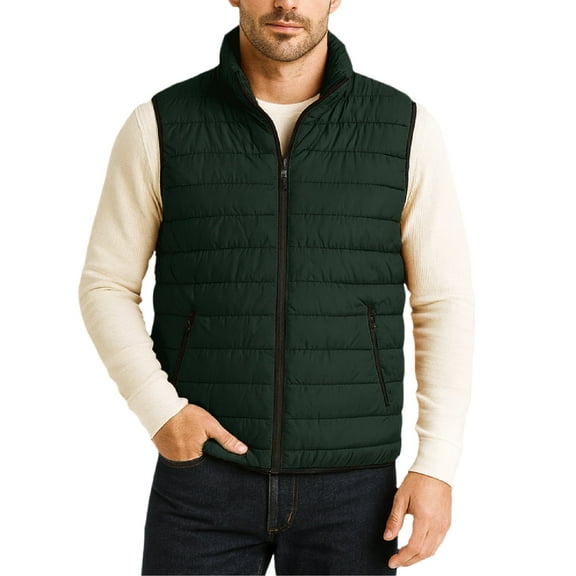 Bass Creek Outfitters Mens Puffer Vest - Lightweight Outdoor Zip Up Sleeveless Packable Vest
