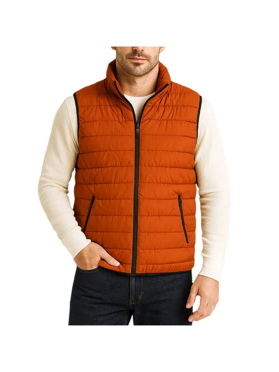 Mens Puffer Vest - Quilted Insulated Zip Up Winter Vest for Men with Zip Pockets