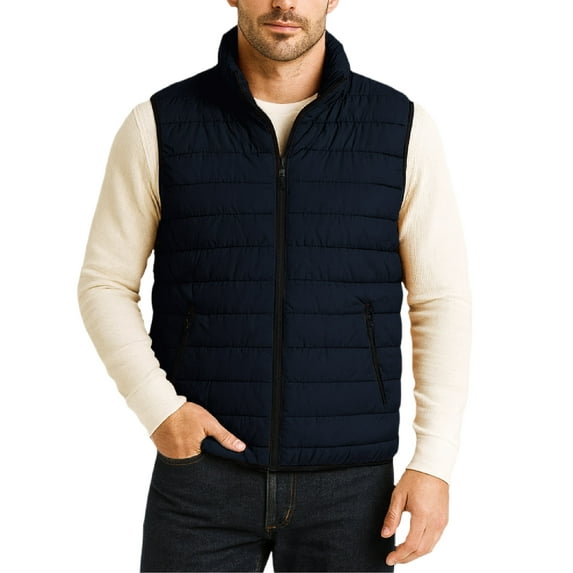 Bass Creek Outfitters Mens Puffer Vest - Lightweight Outdoor Zip Up Sleeveless Packable Vest