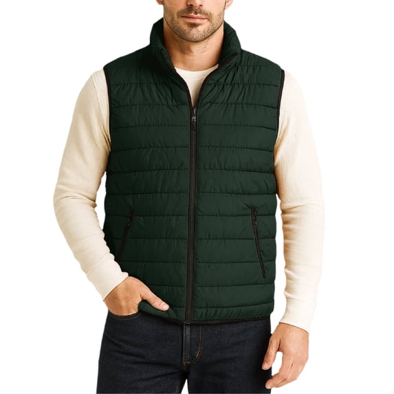 Bass Creek Outfitters Mens Puffer Vest - Quilted Insulated Zip Up Winter Vest for Men with Zip Pockets
