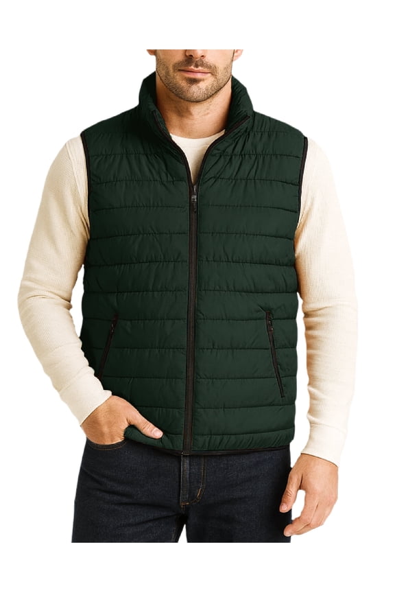 Mens Puffer Vest - Quilted Insulated Zip Up Winter Vest for Men with Zip Pockets