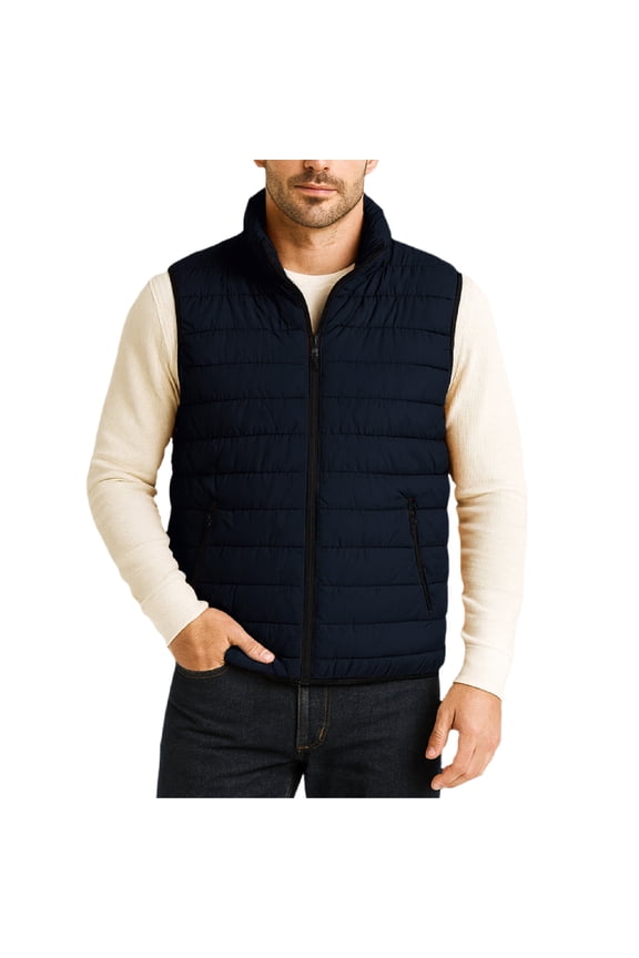 Mens Puffer Vest - Quilted Insulated Zip Up Winter Vest for Men with Zip Pockets