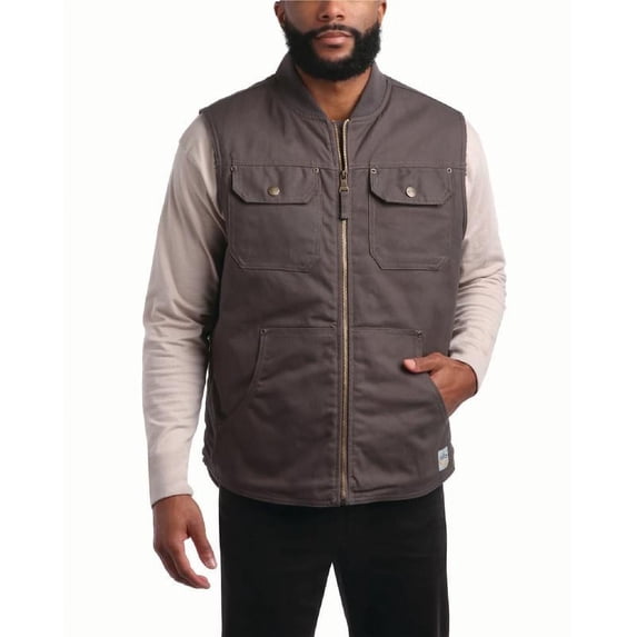 Bass Creek Outfitters Mens Work Vest - Sherpa Lined Duck Canvas Shell Insulated Vest for Men
