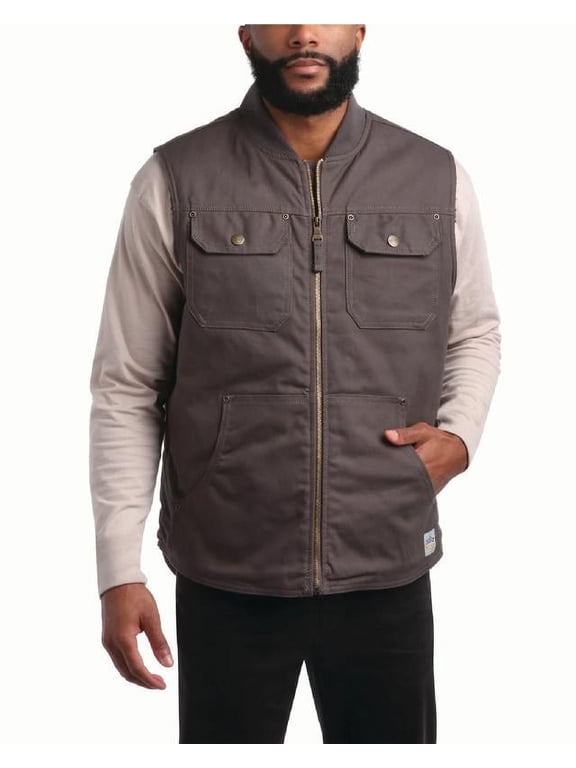 Mens Work Vest - Sherpa Lined Duck Canvas Shell Insulated Vest for Men