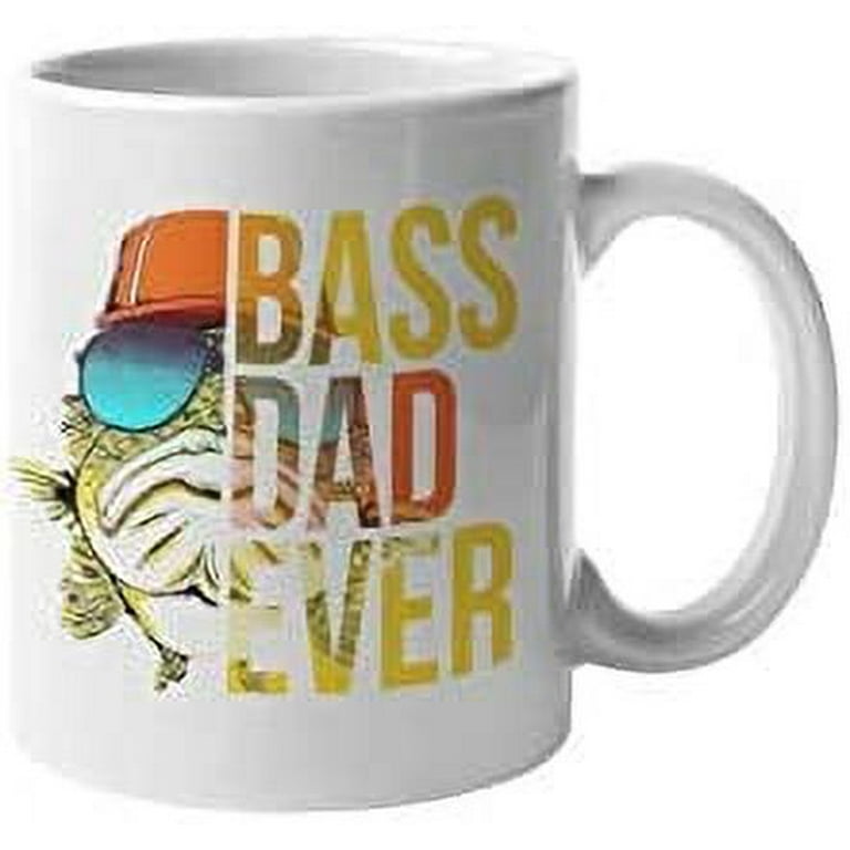 Bass Dad Ever Coffee Mug Best Fishing Funny Cute Father's Day Gift Idea  Motivation Inspiration 11-ounce White Ceramic Novelty Tea Cup CMP00224