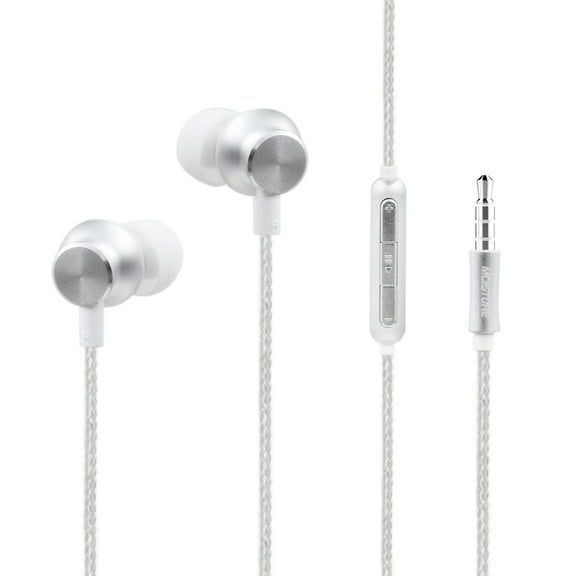 Bass Earphones With Monibearing Mic In Silver