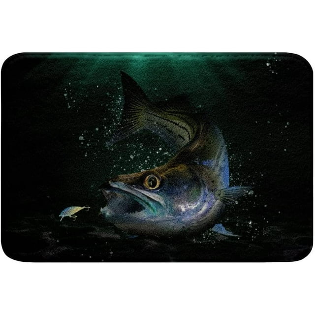 Bass Fish Bathroom Rugs for Boys Girls Pike Fish Fishing Theme Bath