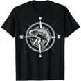 thumbnail image 1 of Bass Fish Compass Graphic Fisherman Men Nautical Short Sleeve T-Shirt, 1 of 6