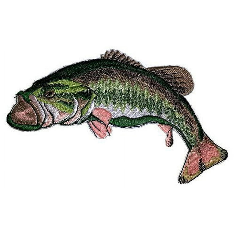 Bass Fish Embroidered Iron On/Sew patch [7 x 3]