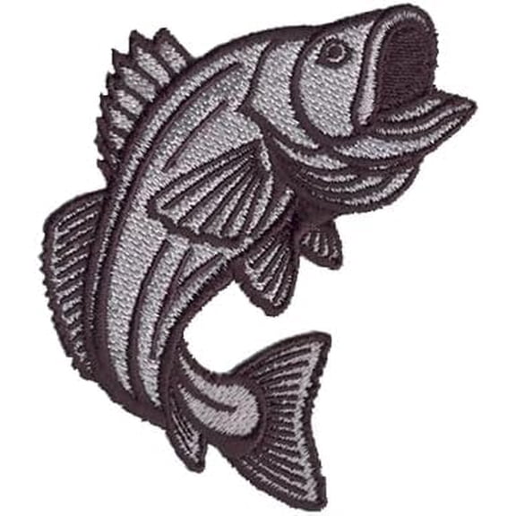 Bass Fish Embroidered Patch, Iron On, Sew On, Fishing Applique, Detailed Fish Design For Jackets, Hats, Backpacks, Vests, Clothing, Crafts