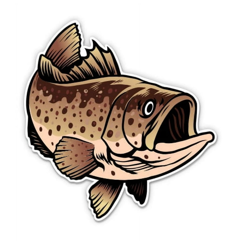 Bass Fish Fishing - 12 Vinyl Sticker Waterproof Decal