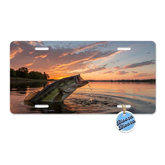 Bass Fish Fishing Sunset Metal Novelty License Plate