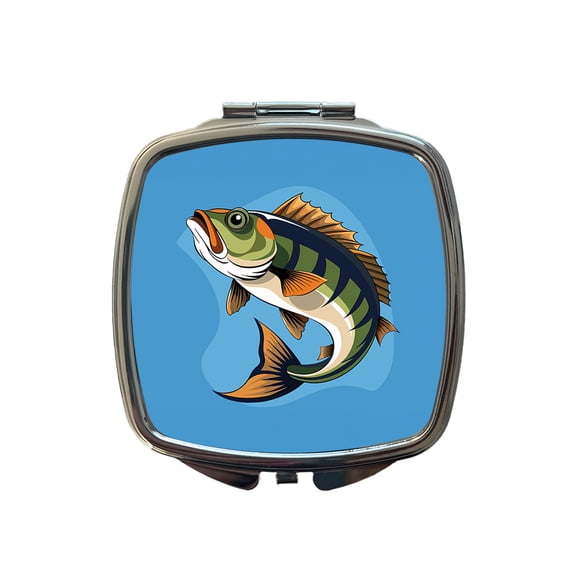 Bass Fish Fishing Travel Makeup Handbag Purse Small Pocket Compact Mirror
