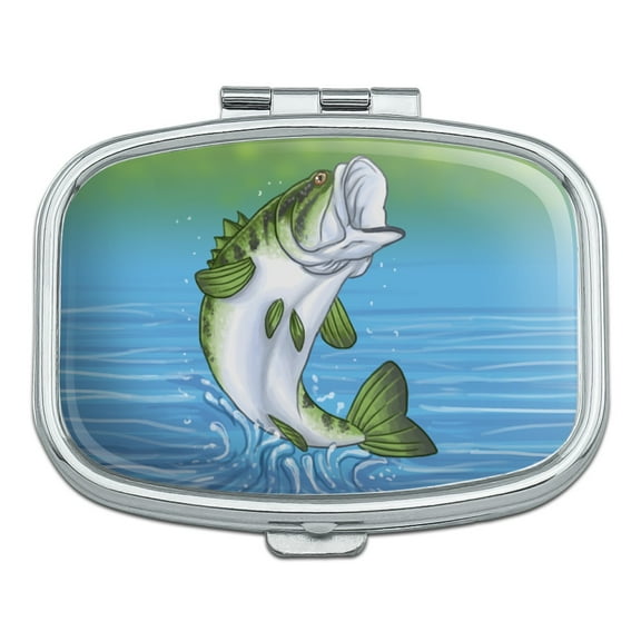 Bass Fish Jumping out of Water Fishing Rectangle Pill Case Trinket Gift Box