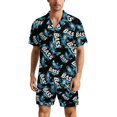 Bass Fish Mens Pajama Set Short Sleeve 2 PCS Sleepwear Button Down