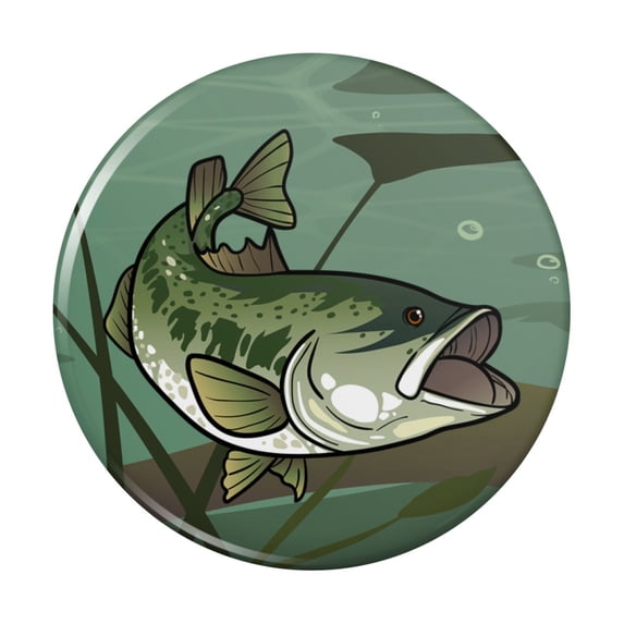 Bass Fish Swimming in River Kitchen Refrigerator Locker Button Magnet
