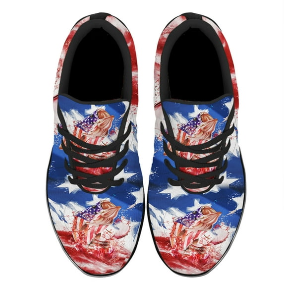 Bass Fishing 4th July Shoes Women's Fashion Sneakers Tennis Running Shoes for Men Women Black Size 4