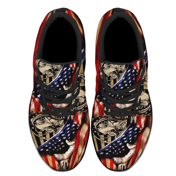Bass Fishing America Shoes Women's Fashion Sneakers Tennis Running Shoes for Men Women Black Size 13
