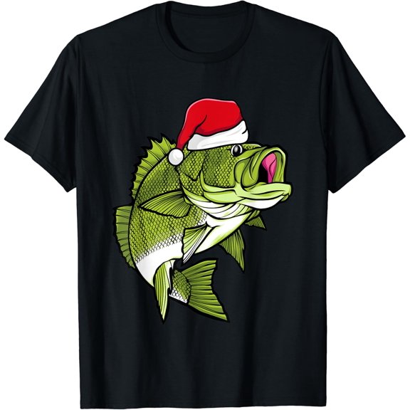 Bass Fishing Christmas Pajama Fish Santa Fisherman Angler T-Shirt