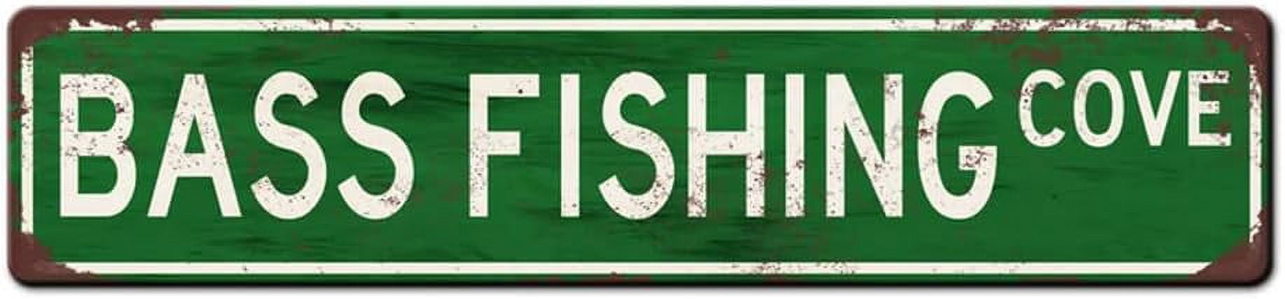 Bass Fishing Cove Sign Metal Tin Sign 4x16 Inch - Walmart.com