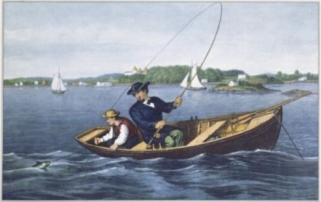 Bass Fishing Currier & Ives (active 1857-1907American) Canvas Art - Currier & Ives (24 x 36)