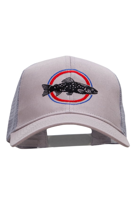 Bass Fishing Embroidered Prostyle Mesh Cap - Grey OSFM