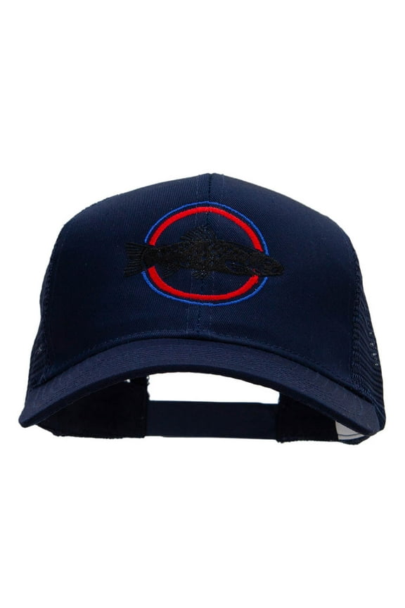 Bass Fishing Embroidered Prostyle Mesh Cap - Navy OSFM
