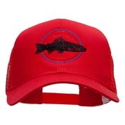 Bass Fishing Embroidered Prostyle Mesh Cap - Red OSFM