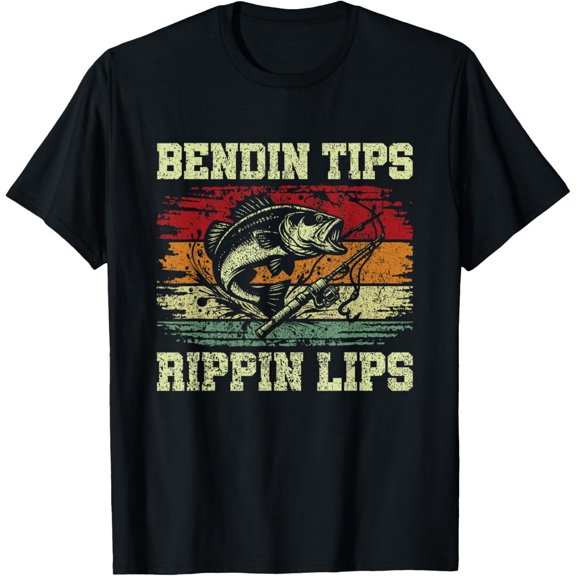 Bass Fishing Fisherman Rippin Lips T-Shirt