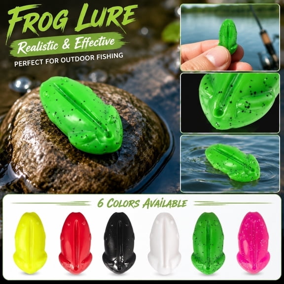 Bass Fishing Lure Frog Lures for Bass Fishing 1.9 Inch Long-Lasting Tpe Material Bionic Fishing Lure Topwater Floating Design Weedless Freshwater Soft Bait White 5 Pack